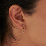 Thunder Dangler Hoops, 14K Solid Gold, 1/8 ct Lab Grown Diamond-4