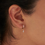 Thunder Dangler Hoops, 14K Solid Gold, 1/8 ct Lab Grown Diamond-4