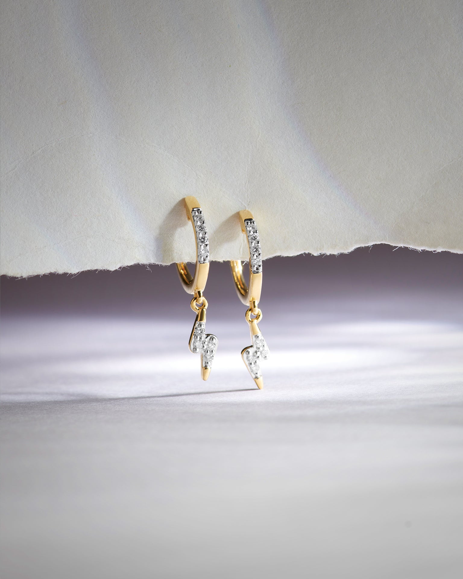 Thunder Dangler Hoops, 14K Solid Gold, 1/8 ct Lab Grown Diamond-5