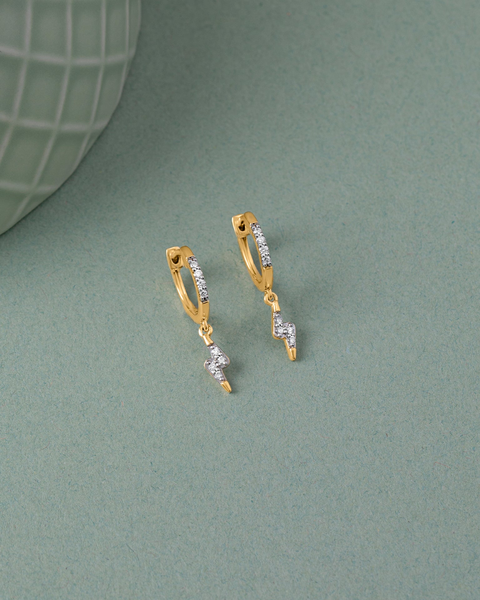 Thunder Dangler Hoops, 14K Solid Gold, 1/8 ct Lab Grown Diamond-3