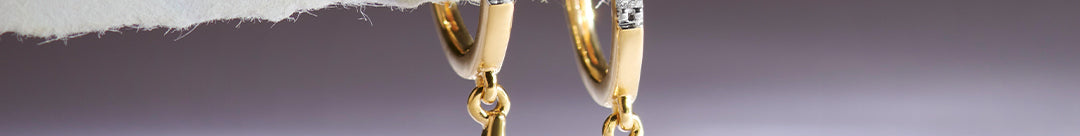 Thunder Dangler Hoops, 14K Solid Gold, 1/8 ct Lab Grown Diamond-1