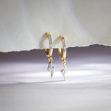 Thunder Dangler Hoops, 14K Solid Gold, 1/8 ct Lab Grown Diamond-1