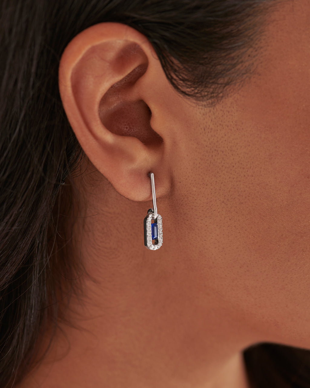 Paperclip Drop Earrings, Sterling Silver, 3/8 ct Lab Grown Diamond-2
