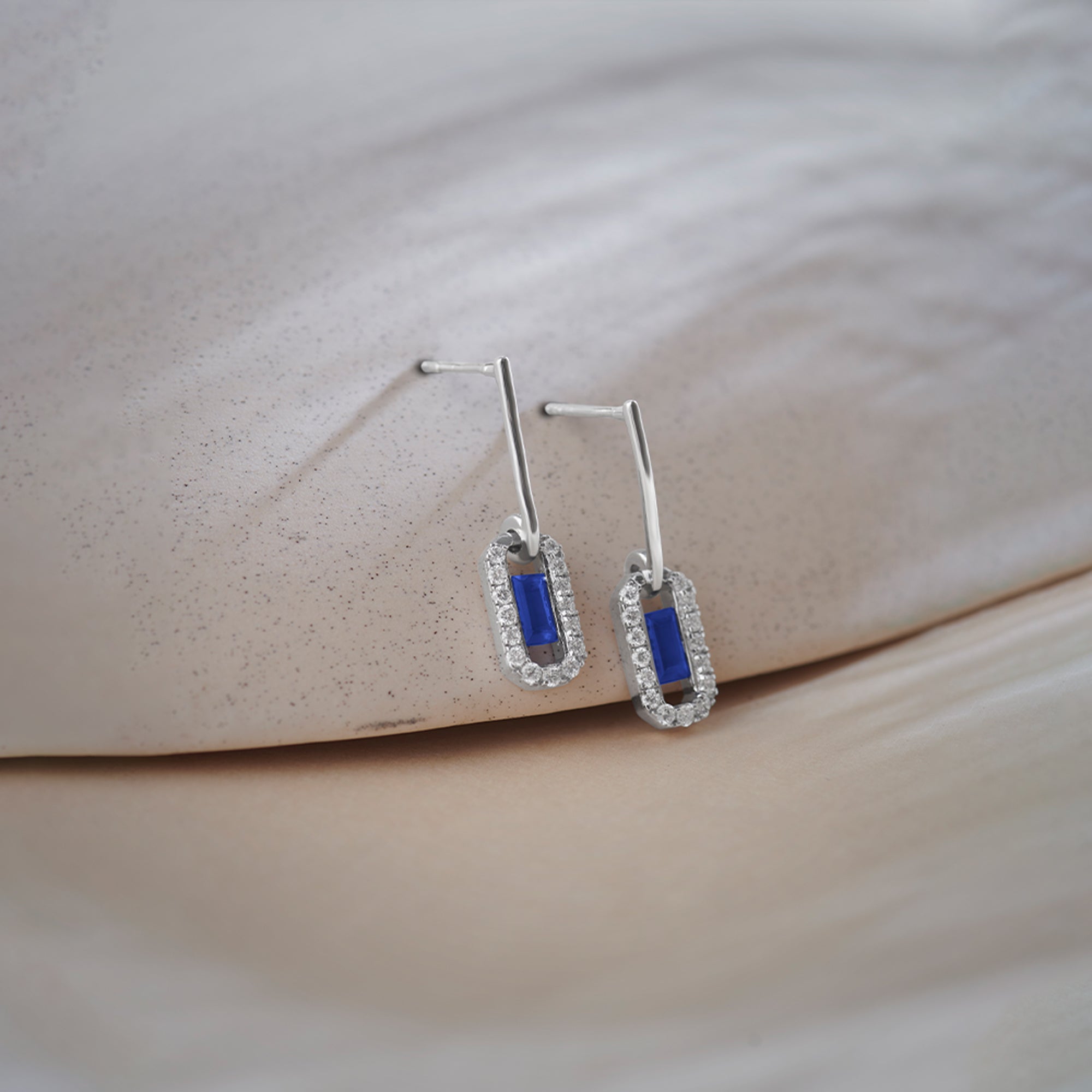 Paperclip Drop Earrings, 14K Solid Gold, 3/8 ct Lab Grown Diamond-1