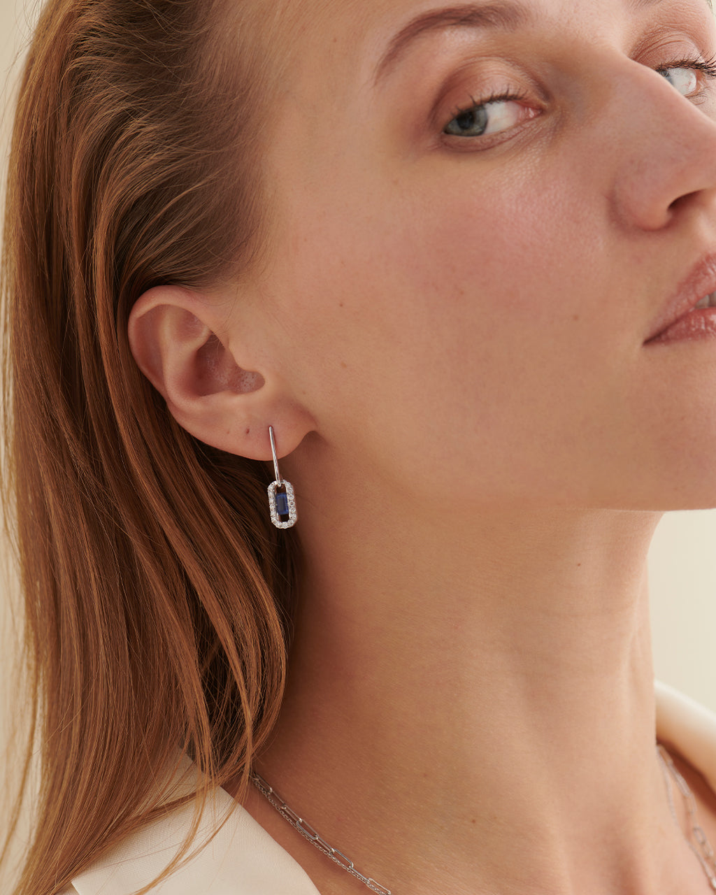Paperclip Drop Earrings, Sterling Silver, 3/8 ct Lab Grown Diamond-5