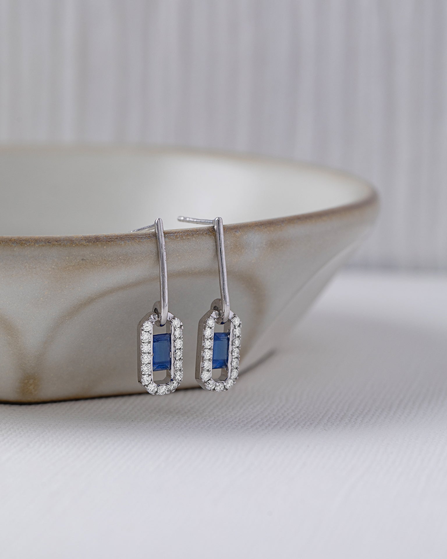Paperclip Drop Earrings, Sterling Silver, 3/8 ct Lab Grown Diamond-6