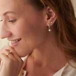 Pearl Diamond Drop Earrings, 14K Gold Vermeil, 3/8 ct Lab Grown Diamond-2