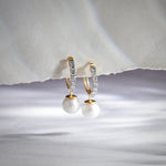 Pearl Diamond Drop Earrings, 14K Gold Vermeil, 3/8 ct Lab Grown Diamond-6