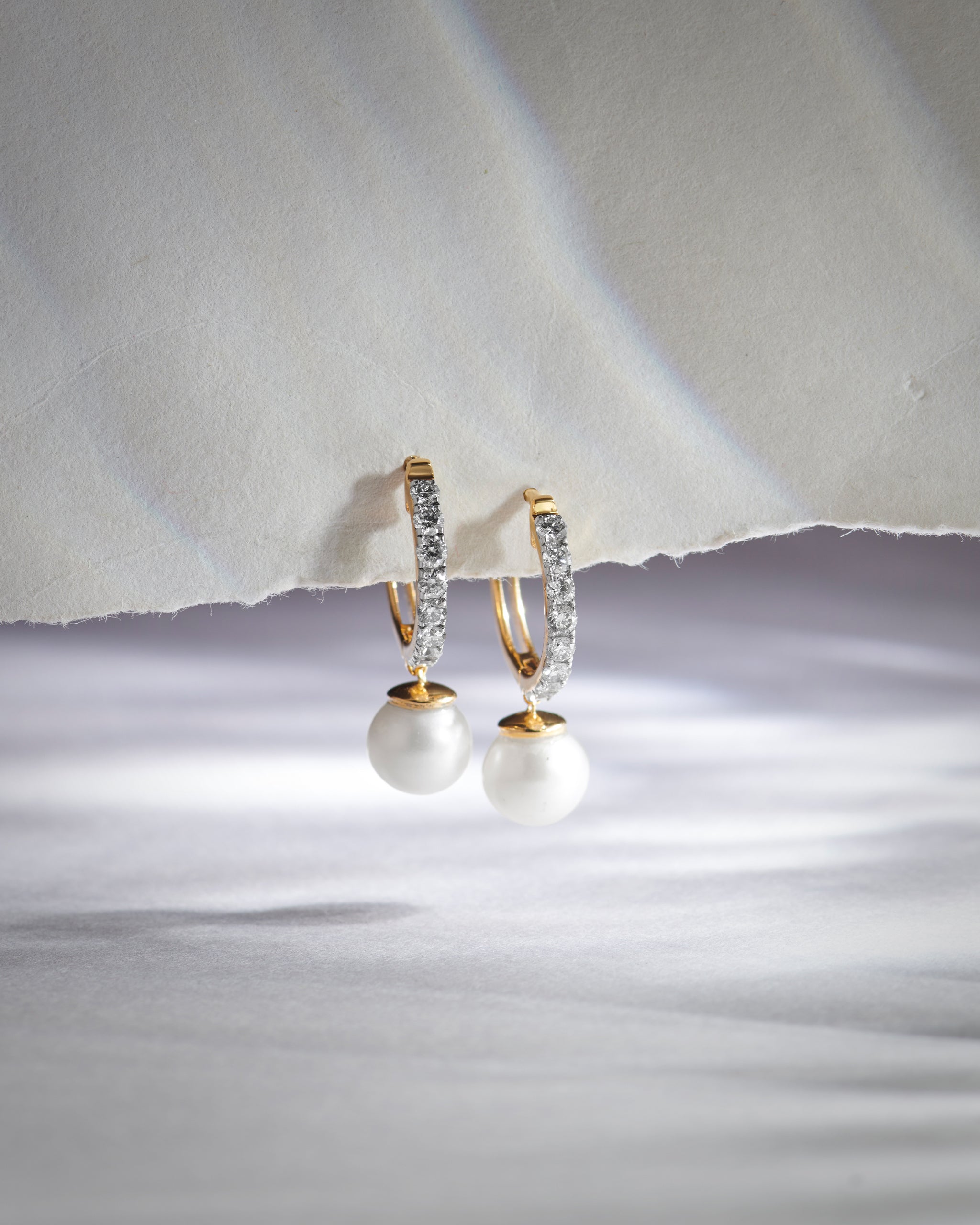 Pearl Diamond Drop Earrings, 14K Gold Vermeil, 3/8 ct Lab Grown Diamond-6