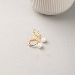 Pearl Diamond Drop Earrings, 14K Gold Vermeil, 3/8 ct Lab Grown Diamond-5