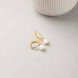 Pearl Diamond Drop Earrings, 14K Gold Vermeil, 3/8 ct Lab Grown Diamond-5