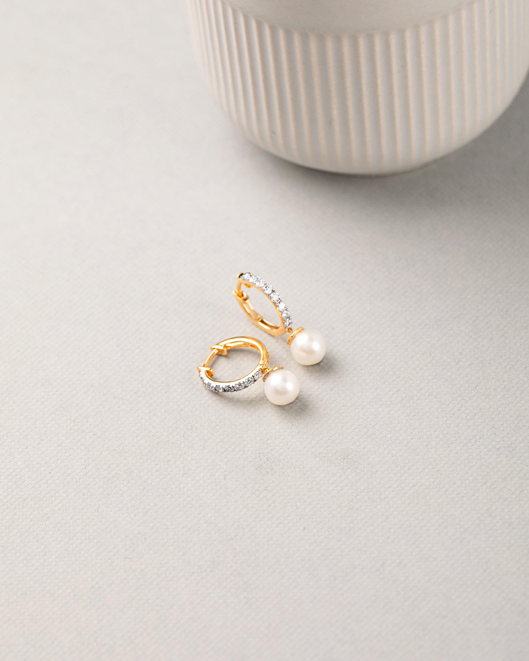 Pearl Diamond Drop Earrings, 14K Gold Vermeil, 3/8 ct Lab Grown Diamond-5