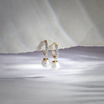 Pearl Diamond Drop Earrings, 14K Gold Vermeil, 3/8 ct Lab Grown Diamond-1
