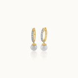 Pearl Diamond Drop Earrings, 14K Gold Vermeil, 3/8 ct Lab Grown Diamond-3