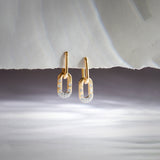 Bubbles Paperclip Drop Earrings, 14K Solid Gold, 1/3 ct Lab Grown Diamond-1