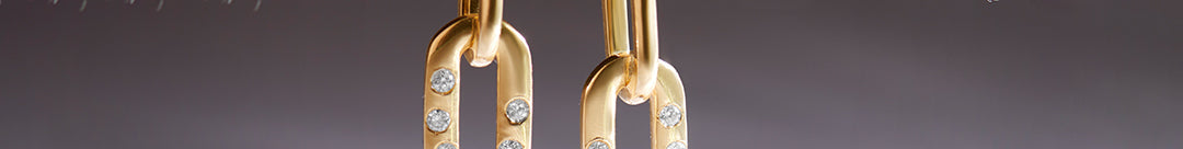 Bubbles Paperclip Drop Earrings, 14K Solid Gold, 1/3 ct Lab Grown Diamond-1