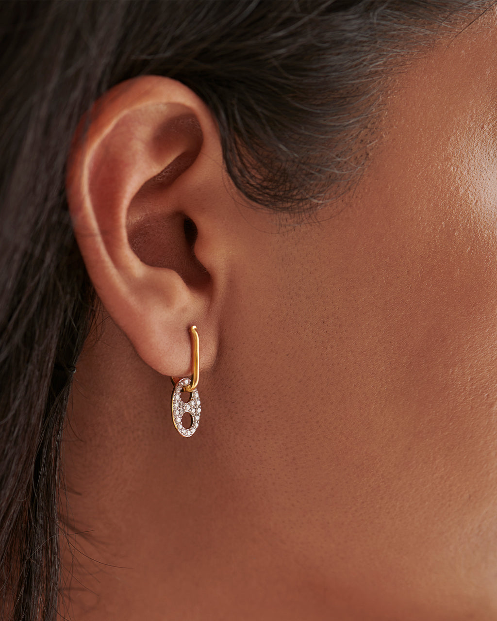 Soda Tab Hoops, 14K Solid Gold, 1/2 ct Lab Grown Diamond-2