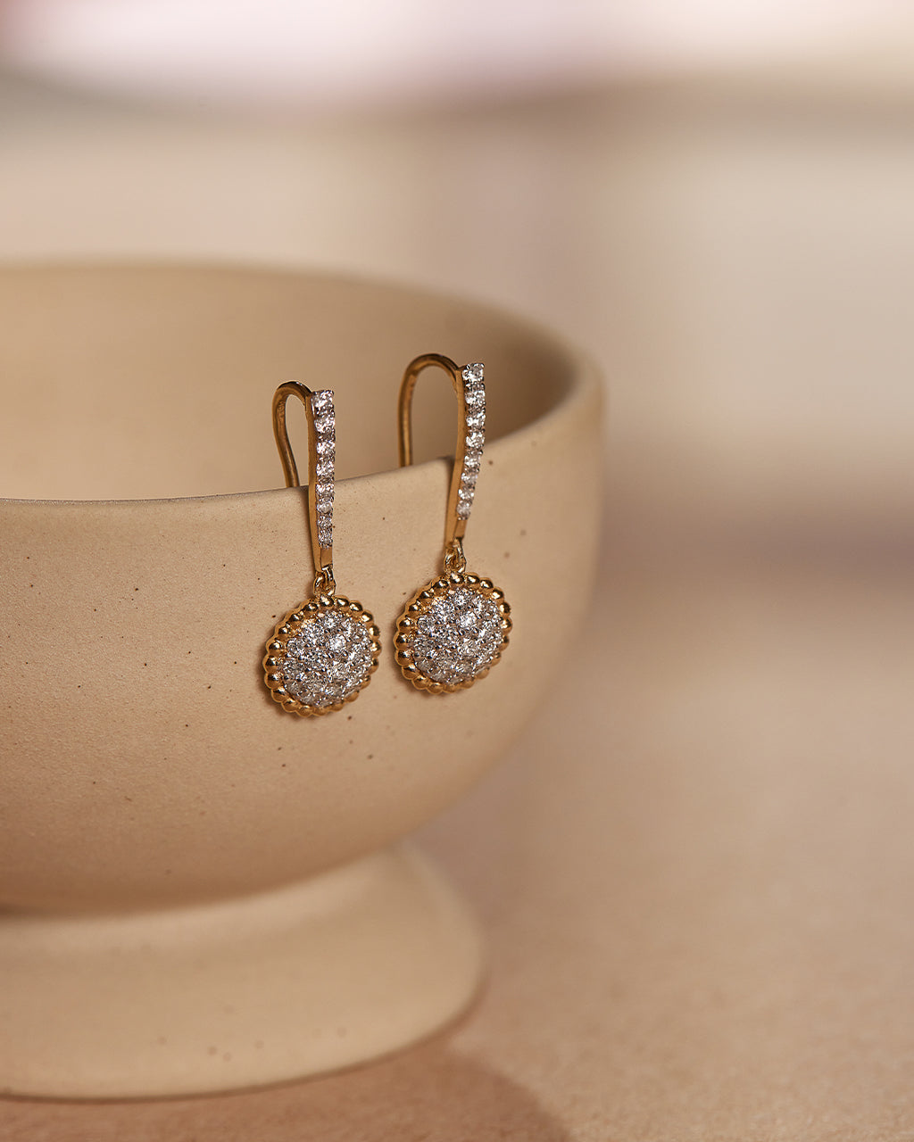 Beaded Diamond Drop Earrings, 14K Gold Vermeil, 5/8 ct Lab Grown Diamond-6