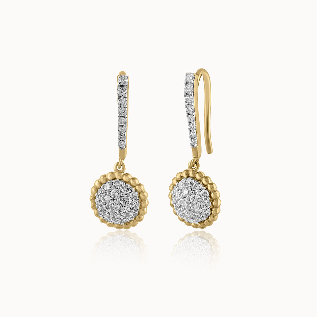 Beaded Diamond Drop Earrings, 14K Solid Gold, 5/8 ct Lab Grown Diamond-3