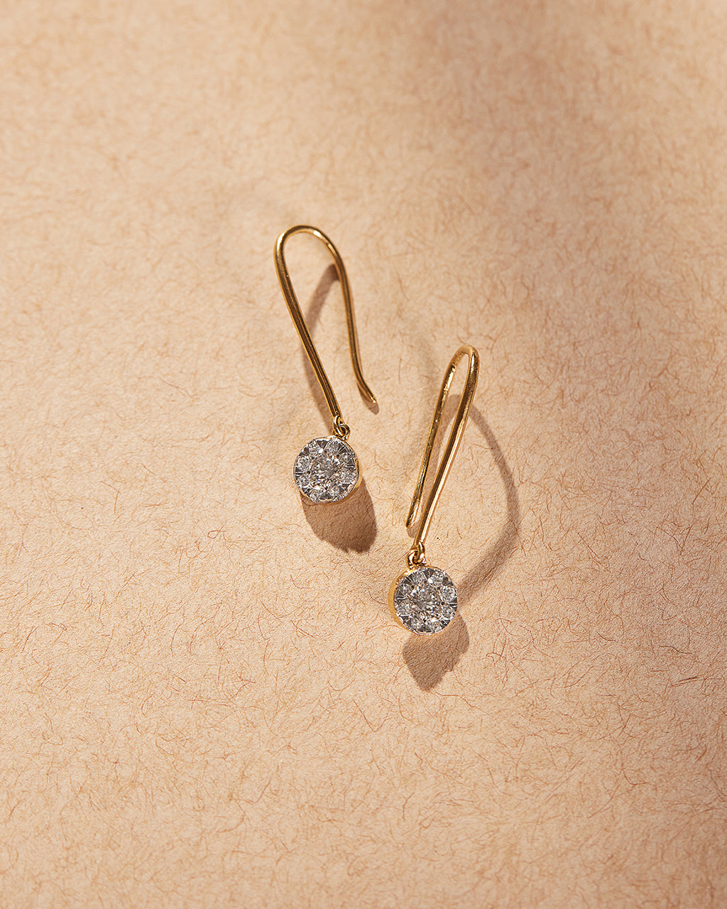 Round Cluster Diamond Drop Earrings, 14K Gold Vermeil, 1/2 ct Lab Grown Diamond-6