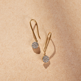 Round Cluster Diamond Drop Earrings, 14K Solid Gold, 1/2 ct Lab Grown Diamond-1