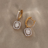 Rectangle Halo Diamond Hoops, 14K Solid Gold, 7/8 ct Lab Grown Diamond-6