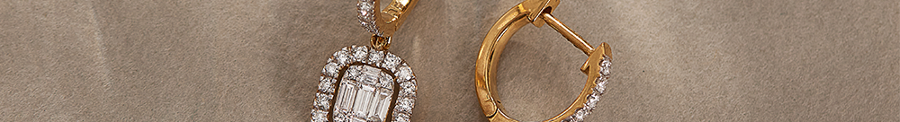 Rectangle Halo Diamond Hoops, 14K Solid Gold, 7/8 ct Lab Grown Diamond-1