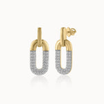 Diamond Dipped Paperclip Drop Earrings, 14K Gold Vermeil, 1/2 ct Lab Grown Diamond-3