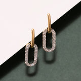 Pave Diamond Paperclip Drop Earrings