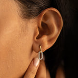Pave Diamond Paperclip Drop Earrings