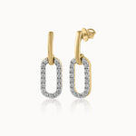 Pave Diamond Paperclip Drop Earrings, 14K Gold Vermeil, 1/4 ct Lab Grown Diamond-3