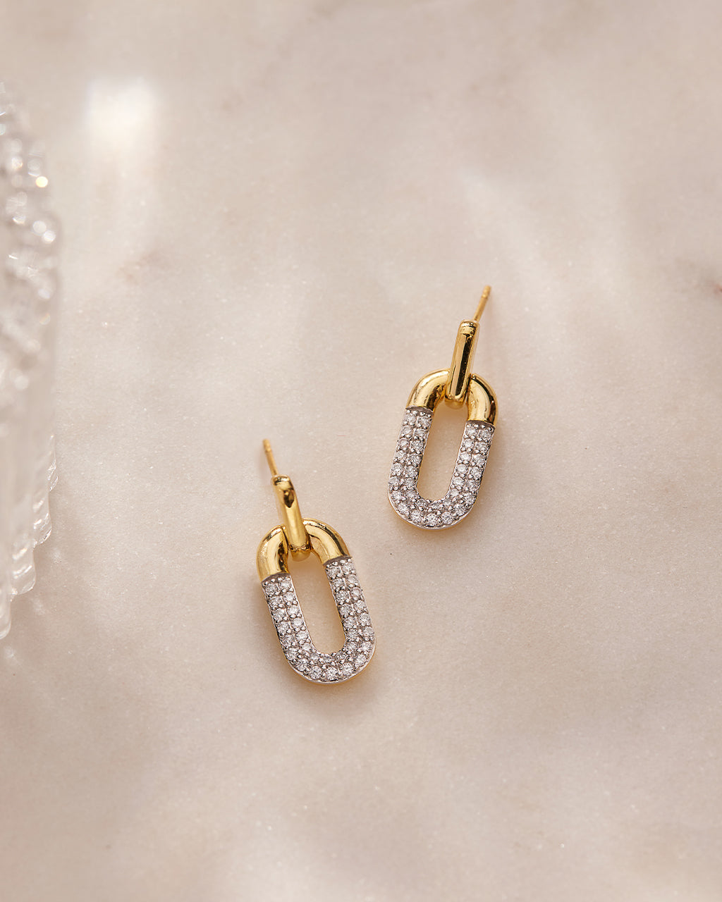 Diamond Dipped Paperclip Drop Earrings, 14K Gold Vermeil, 1/2 ct Lab Grown Diamond-6