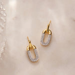 Diamond Dipped Paperclip Drop Earrings, 14K Gold Vermeil, 1/2 ct Lab Grown Diamond-6