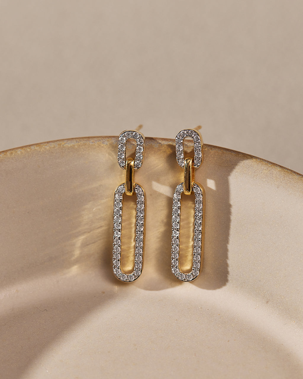 Interlinked Paperclip Diamond Drop Earrings, 14K Gold Vermeil, 1/2 ct Lab Grown Diamond-6