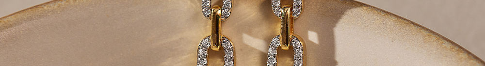 Interlinked Paperclip Diamond Drop Earrings, 14K Gold Vermeil, 1/2 ct Lab Grown Diamond-1
