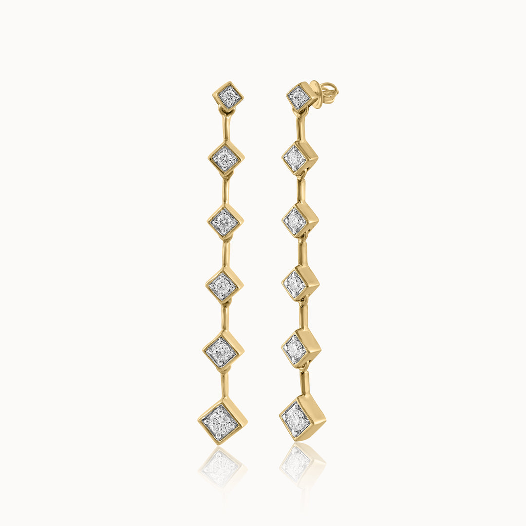 Kite Diamond Drop Earrings, 14K Solid Gold, 1/2 ct Lab Grown Diamond-3