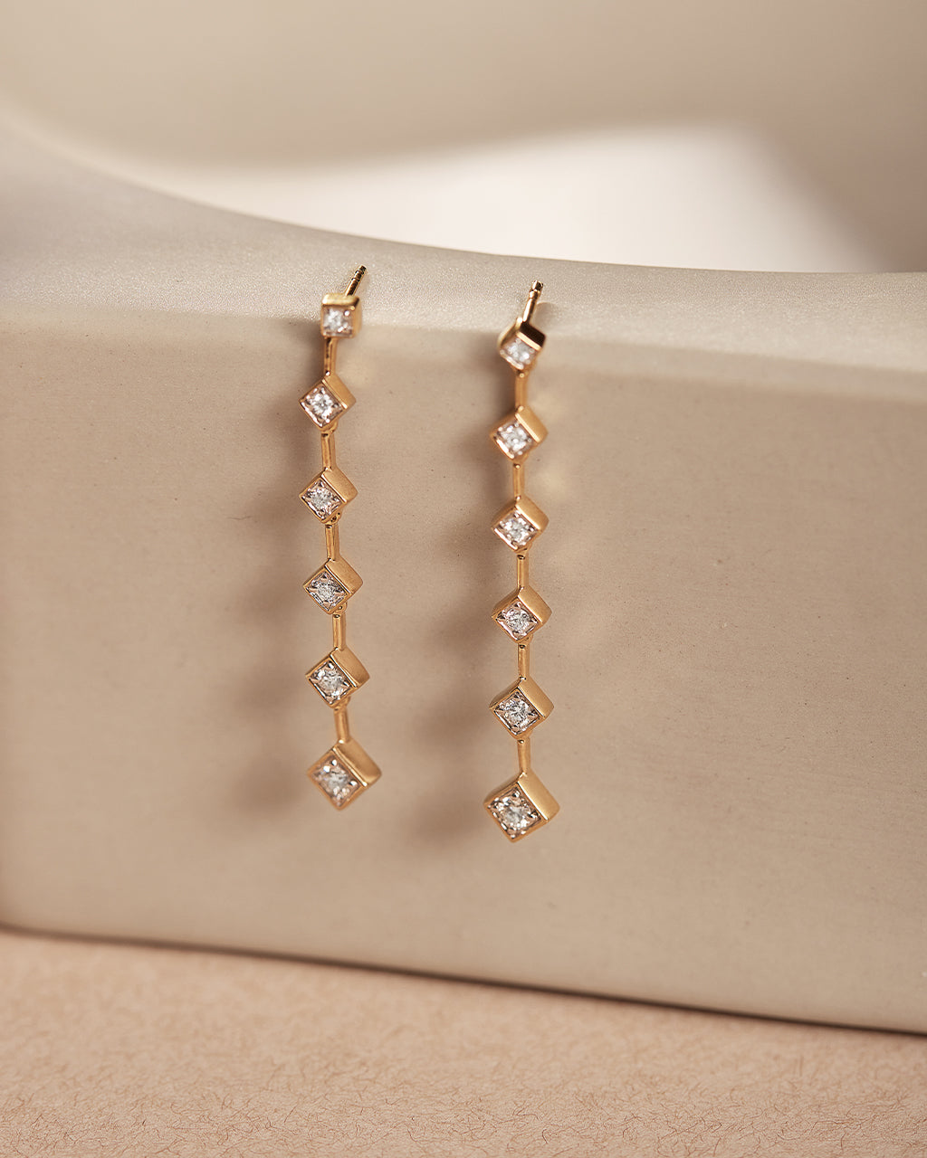 Kite Diamond Drop Earrings, 14K Gold Vermeil, 1/2 ct Lab Grown Diamond-6