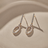 Diamond Oval Drop Earrings