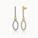 Diamond Oval Drop Earrings, 14K Solid Gold, 1/2 ct Lab Grown Diamond-3
