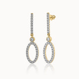 Diamond Oval Drop Earrings, 14K Solid Gold, 1/2 ct Lab Grown Diamond-3