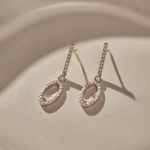 Diamond Oval Drop Earrings, 14K Solid Gold, 1/2 ct Lab Grown Diamond-1