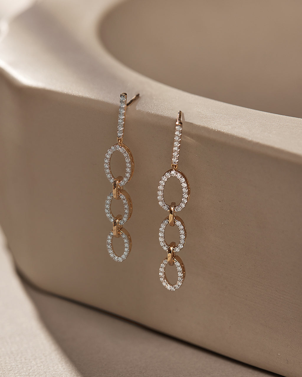 Interlinked Oval Drop Earrings, 14K Gold Vermeil, 3/4 ct Lab Grown Diamond-6