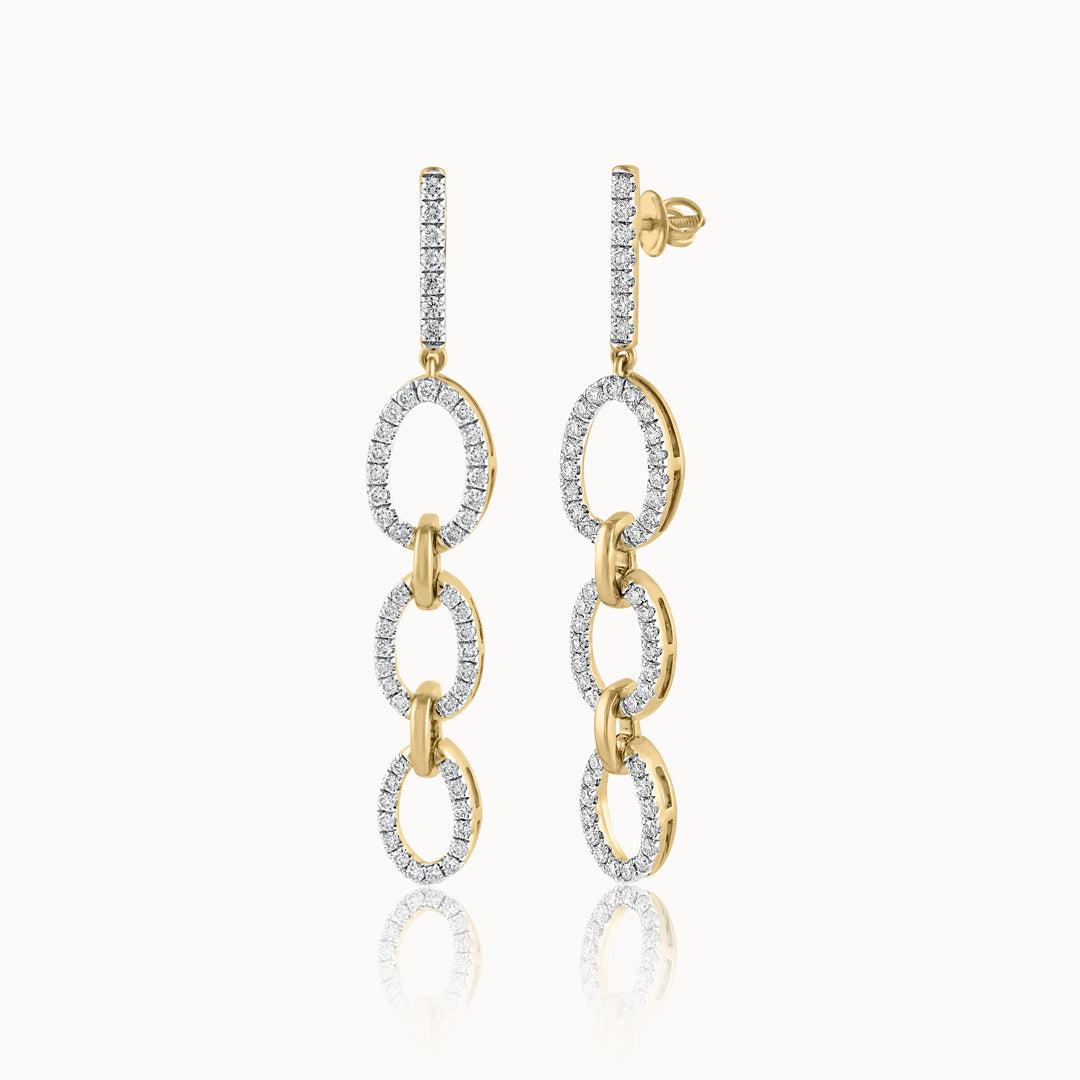 Interlinked Oval Drop Earrings, 14K Solid Gold, 3/4 ct Lab Grown Diamond-3