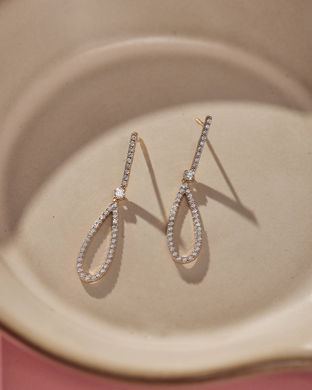 Diamond Tear Drop Earrings, 14K Solid Gold, 3/4 ct Lab Grown Diamond-6