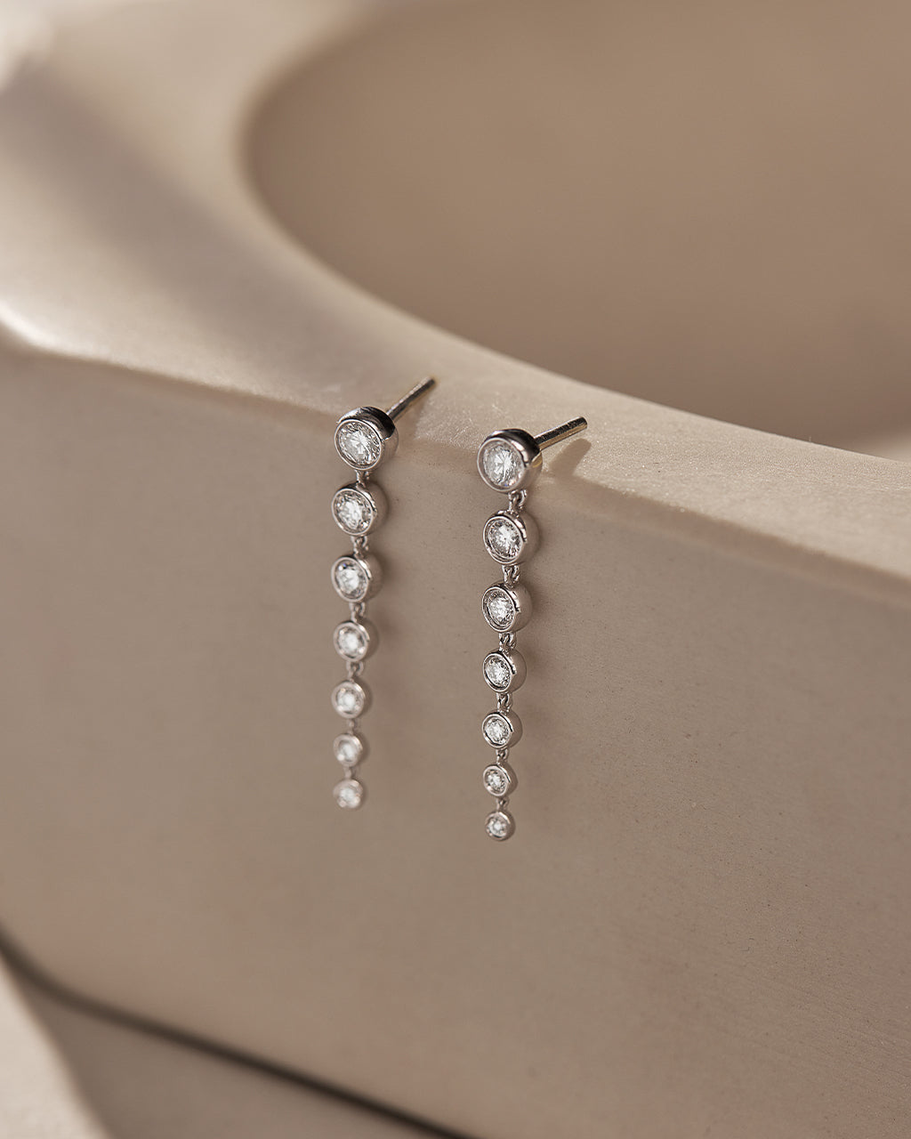 Journey Diamond Drop Earrings, Sterling Silver, 7/8 ct Lab Grown Diamond-6