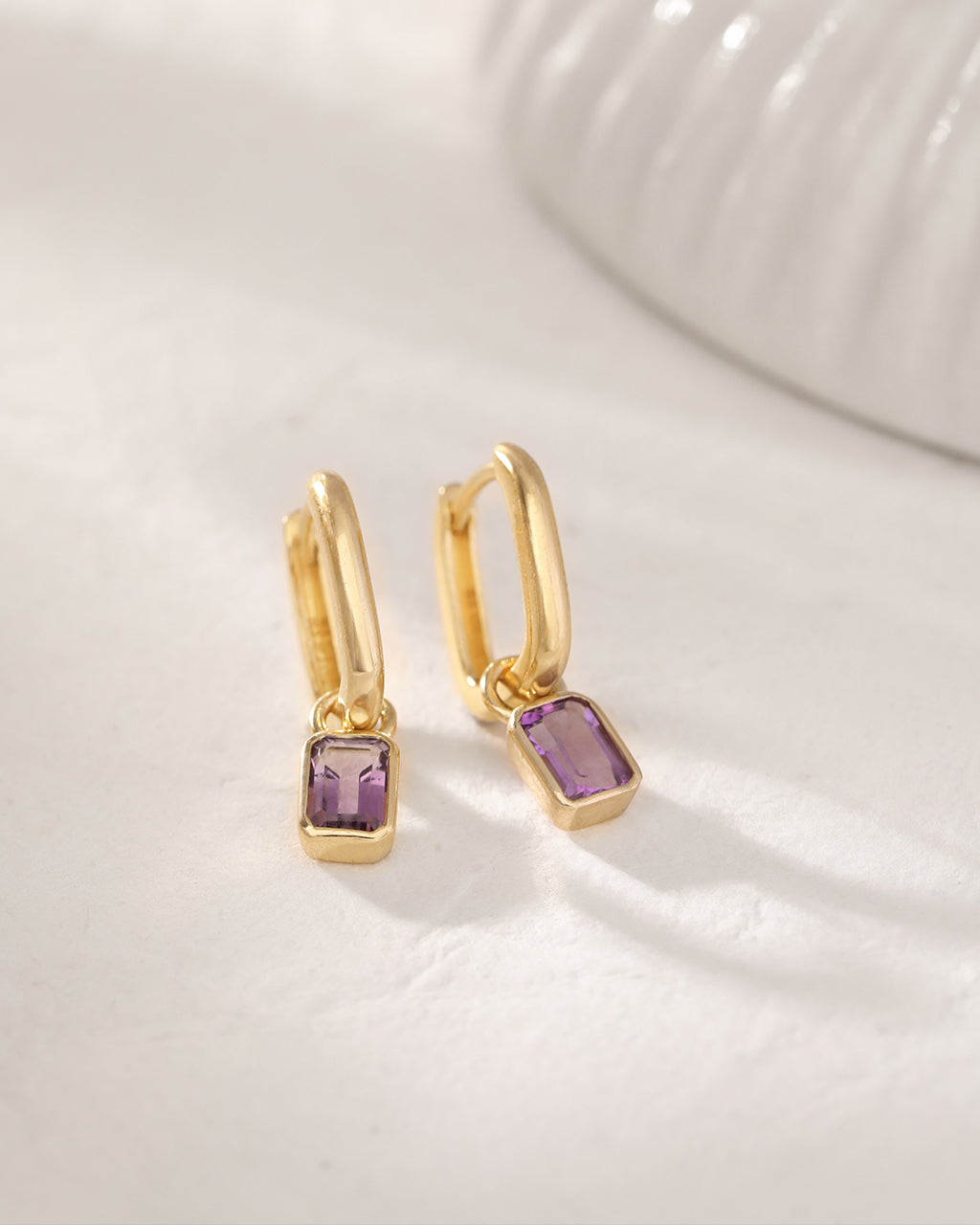 Amethyst Drop Earrings, 14K Gold Vermeil-4