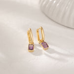 Amethyst Drop Earrings, 14K Gold Vermeil-1