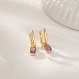 Amethyst Drop Earrings, 14K Gold Vermeil-1