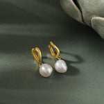 Wave Pearl Drop Earrings, 14K Gold Vermeil-4