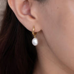 Wave Pearl Drop Earrings, 14K Gold Vermeil-2